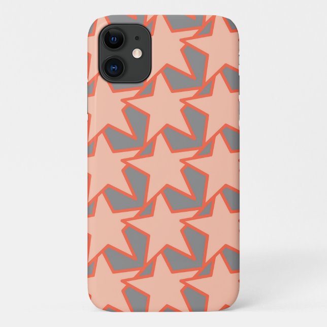 Moderne Sterngeometrie, Korallenorange und Grau Case-Mate iPhone Hülle (Rückseite)