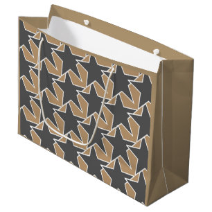Moderne Sterngeometrie - taupe und grau / grau Große Geschenktüte