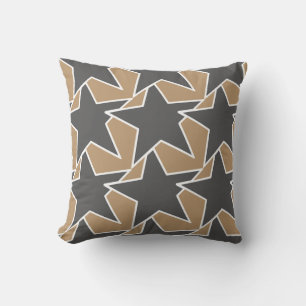 Moderne Sterngeometrie - taupe und grau / grau Kissen