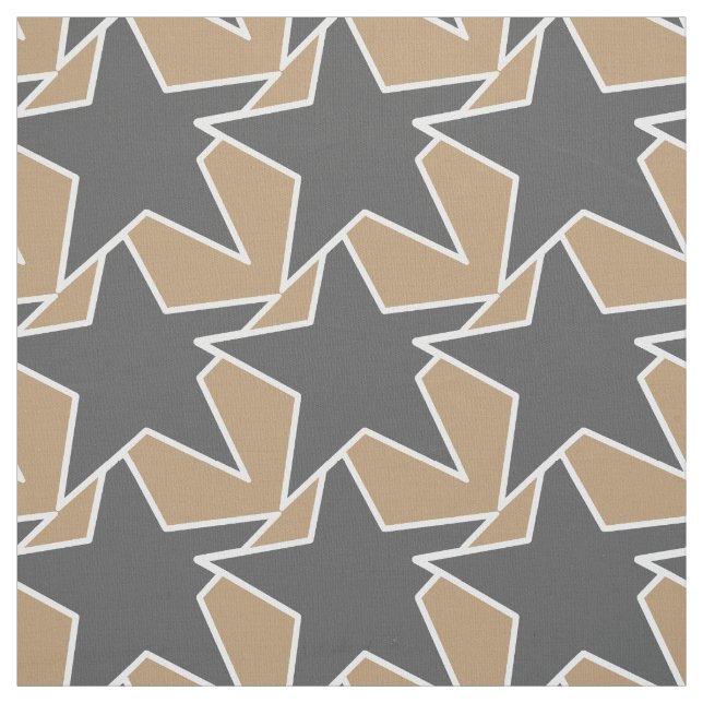 Moderne Sterngeometrie - taupe und grau / grau Stoff (Muster)