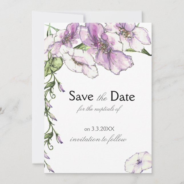 Moderne Stiefmütterchen Save-the-Date-Karte Save The Date (Vorderseite)