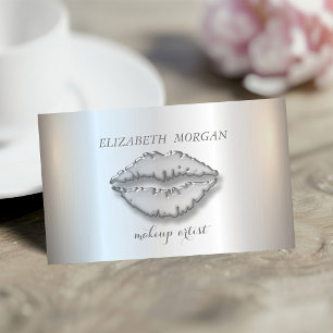 Moderne Stilelemente,Silber,Makeup Artist,Lippen Visitenkarte
