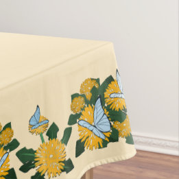 Moderne stilisierte Löwenzahn Schmetterlinge Gelb Tischdecke