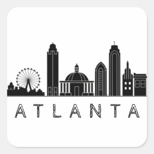 Moderne stilisierte Skyline von Atlanta Georgia Quadratischer Aufkleber