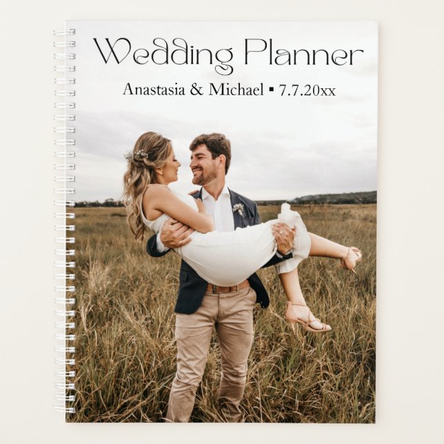 Moderne Stilschrift minimale Foto Hochzeit Planer (Vorderseite)