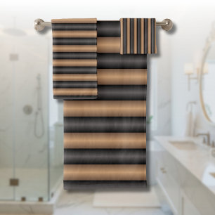 Moderne, stilvoll getoastete braune Streifen mit T Badhandtuch Set