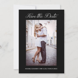 Moderne, stilvolle 2-Foto Hochzeit Verlobung Black Save The Date