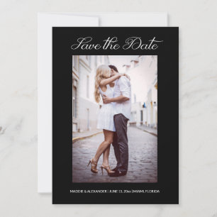 Moderne, stilvolle 2-Foto Hochzeit Verlobung Black Save The Date