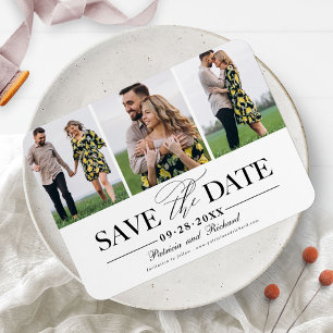 Moderne stilvolle 3-Foto-Hochzeit Save The Date Magnet