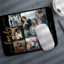 Moderne stilvolle 6-Foto-Collage-Familien-Kalligra
