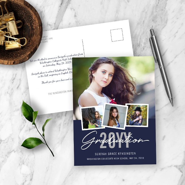 Moderne, stilvolle Abschluss-Klasse 2019 4 Foto Postkarte (Von Creator hochgeladen)