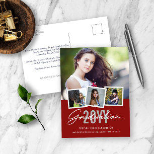 Moderne, stilvolle Abschluss-Klasse mit 4 Fotos Postkarte