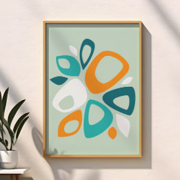 Moderne stilvolle aqua türkise orange abstrakte Mu Poster