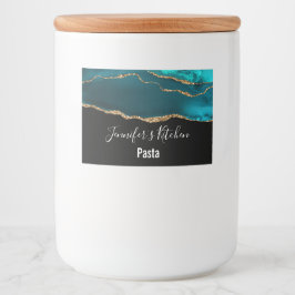 Moderne, stilvolle Aquamarine Agate & Gold Ribbon Lebensmitteletikett