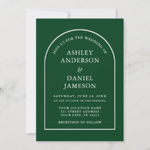 Moderne, stilvolle Arch Green Wedding Einladung