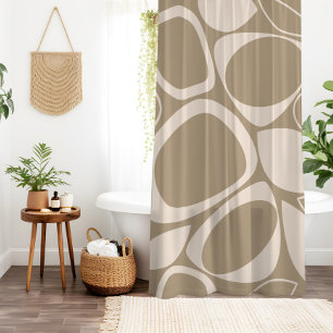 Moderne stilvolle beige cremefarbene abstrakte Mus Duschvorhang