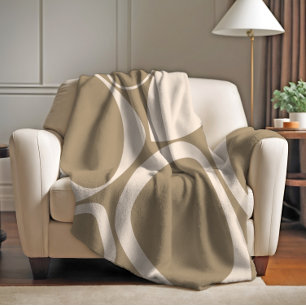 Moderne stilvolle beige cremefarbene abstrakte Mus Fleecedecke