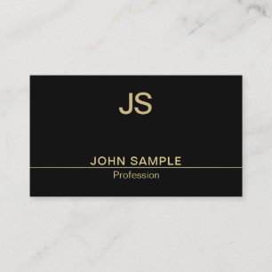 Moderne, stilvolle Black Gold Monogram Luxury Chic Visitenkarte