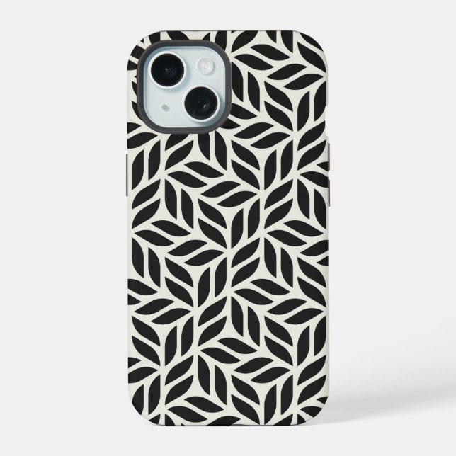 Moderne stilvolle Blattmuster iPhone 15 Hülle (Rückseite)
