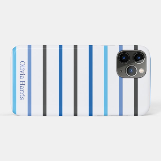 Moderne stilvolle blaue Streifen individuell Case-Mate iPhone Hülle (Rückseite (Horizontal))