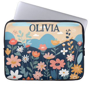 Moderne stilvolle botanische Wildblumen   Laptopschutzhülle