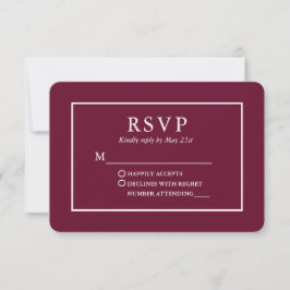 Moderne, stilvolle Burgundy Wedding RSVP Karte