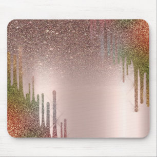 Moderne stilvolle Cool Glitzer Tropfen Rose Gold Mousepad