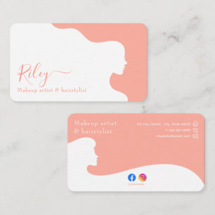 Moderne, stilvolle Coral Pink Beauty Fairstylist Visitenkarte