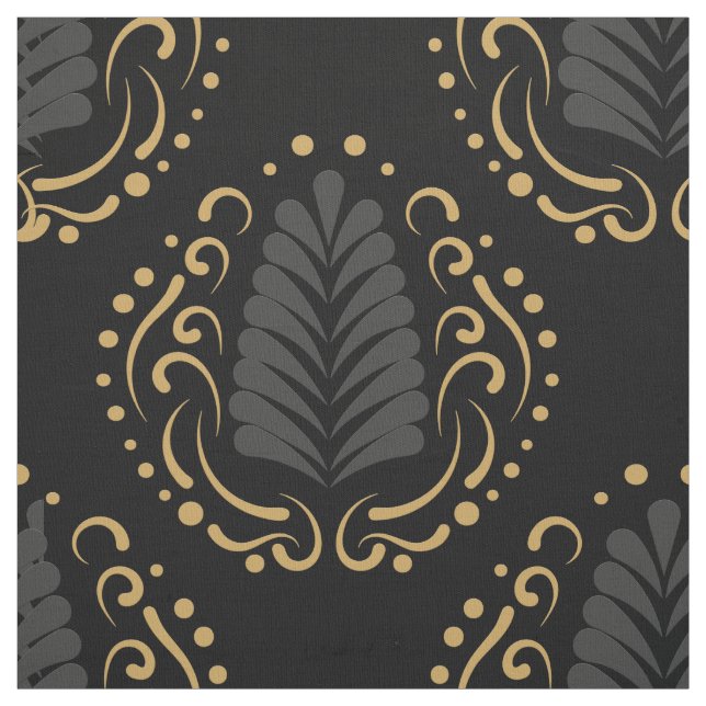 Moderne, stilvolle Damasken in Grau & Gold Stoff (Muster)
