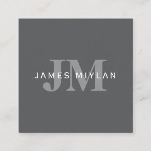 Moderne stilvolle dunkelgraue Monogramm & Name Quadratische Visitenkarte