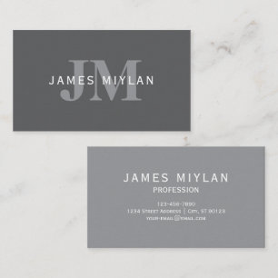 Moderne stilvolle dunkelgraue Monogramm & Name Visitenkarte