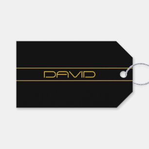 Moderne, stilvolle Editable Gold Text & Stripes Geschenkanhänger