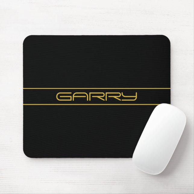 Moderne, stilvolle Editable Gold Text & Stripes Mousepad (Mit Mouse)