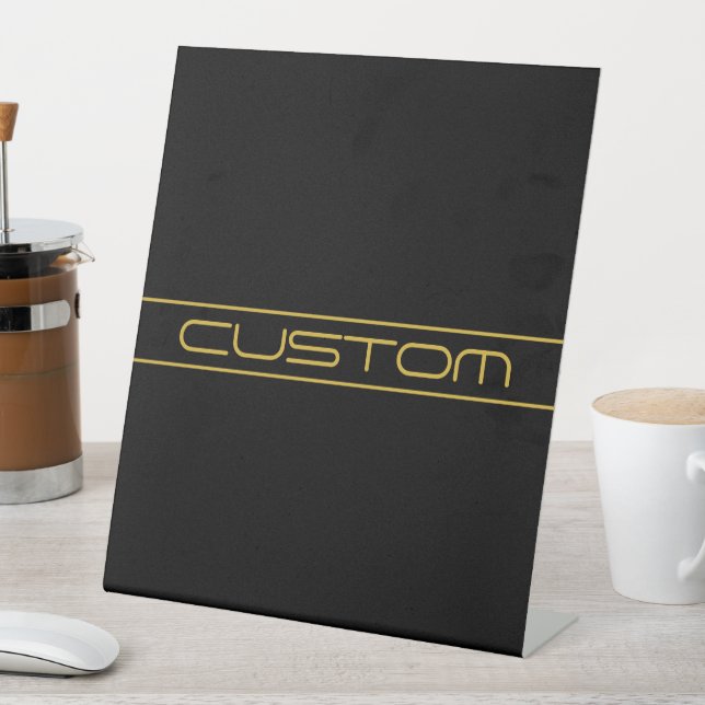 Moderne, stilvolle Editable Gold Text & Stripes Sockelschild (In Situ)