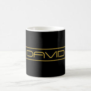 Moderne stilvolle editierbare Goldtext & Streifen Kaffeetasse
