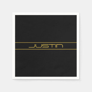 Moderne stilvolle editierbare Goldtext & Streifen Serviette