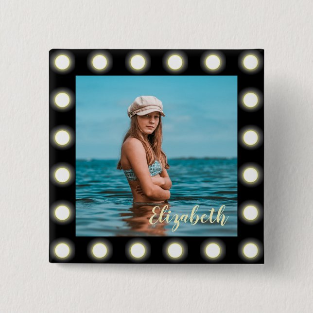 Moderne, stilvolle, einzigartige Schwarz-Quadrat-F Button (Vorderseite)