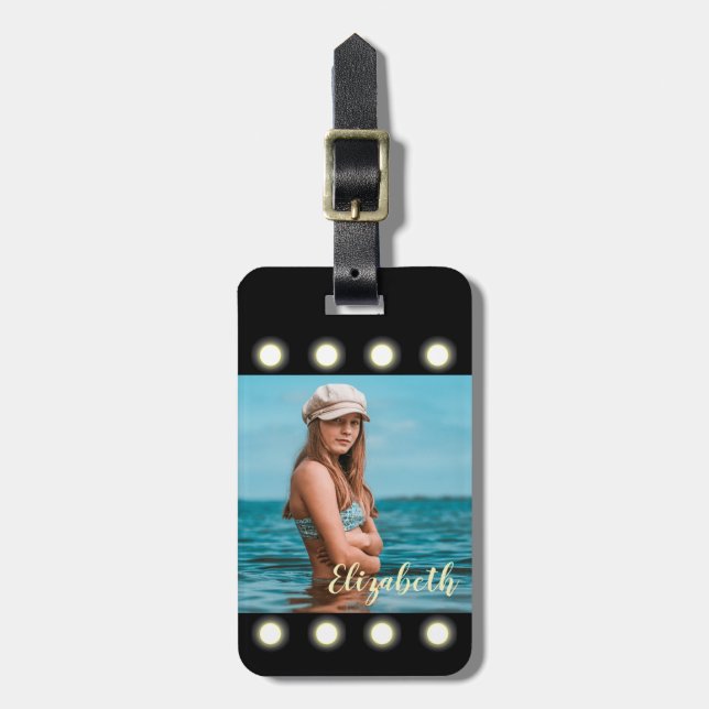 Moderne, stilvolle, einzigartige Schwarz-Quadrat-F Gepäckanhänger (Vorderseite vertikal)