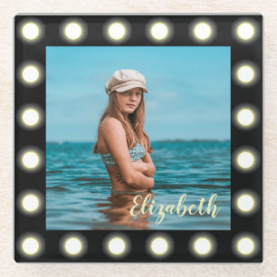 Moderne, stilvolle, einzigartige Schwarz-Quadrat-F Glasuntersetzer