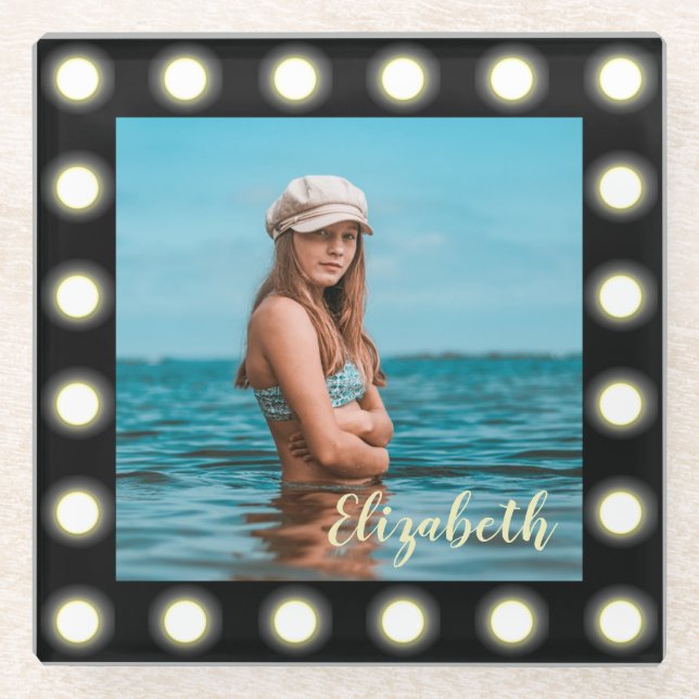 Moderne, stilvolle, einzigartige Schwarz-Quadrat-F Glasuntersetzer (Vorderseite)