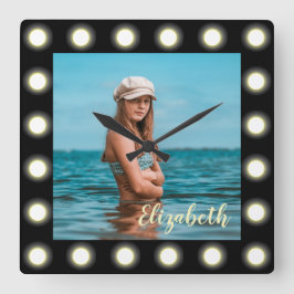 Moderne, stilvolle, einzigartige Schwarz-Quadrat-F Quadratische Wanduhr