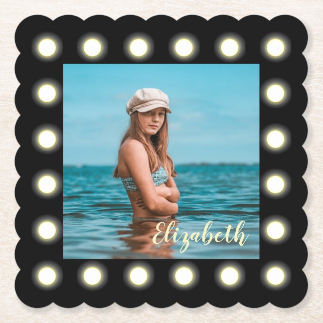 Moderne, stilvolle, einzigartige Schwarz-Quadrat-F Untersetzer (Vorderseite)