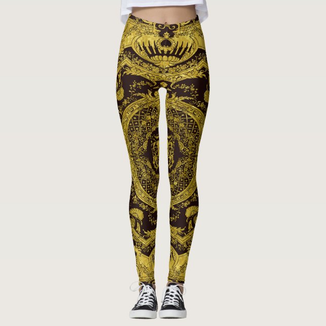 Moderne stilvolle Elegante Gold Barock Leggings (Vorderseite)