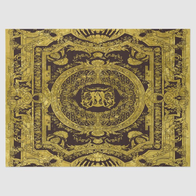 Moderne stilvolle Elegante Gold Barock Seidenpapier (Vorderseite)