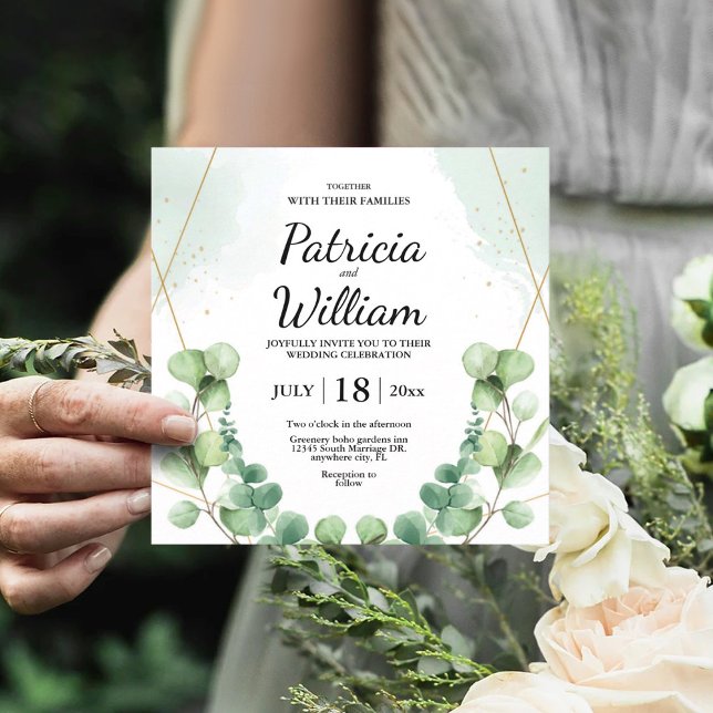 Moderne, stilvolle Eukalyptus Greenery Wedding Par Einladung (Von Creator hochgeladen)