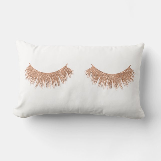 Moderne, stilvolle Eyelashes Makeup Glam Throw Kis Lendenkissen (Vorderseite)