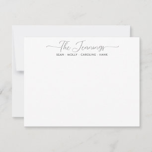 Moderne, stilvolle Familienname kombiniert schwarz Mitteilungskarte