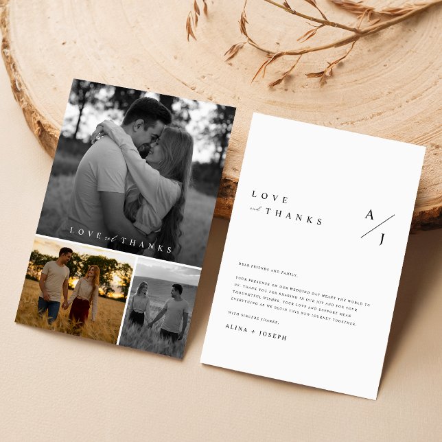 Moderne, stilvolle Foto Collage Wedding Dankeskarte (Von Creator hochgeladen)