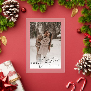 Moderne stilvolle Foto-Elegante Schrift Weihnachts Acryleinladungen