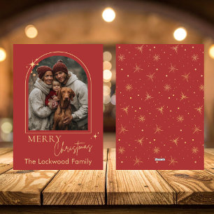 Moderne stilvolle Frohe Weihnachten Familienfoto R